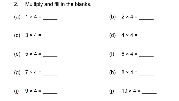 Multiplication Table of 4, 5 & 10 – Mathlete Training Centre